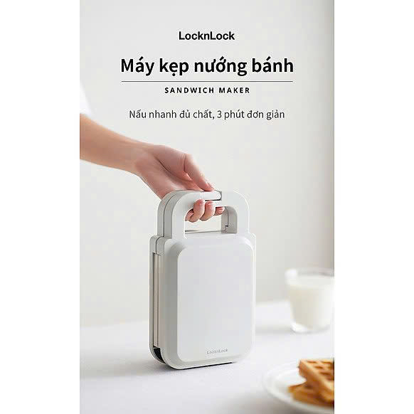 Máy Kẹp Nướng Bánh LocknLock Bianco Sandwich Maker EJB126IVY Màu ngà