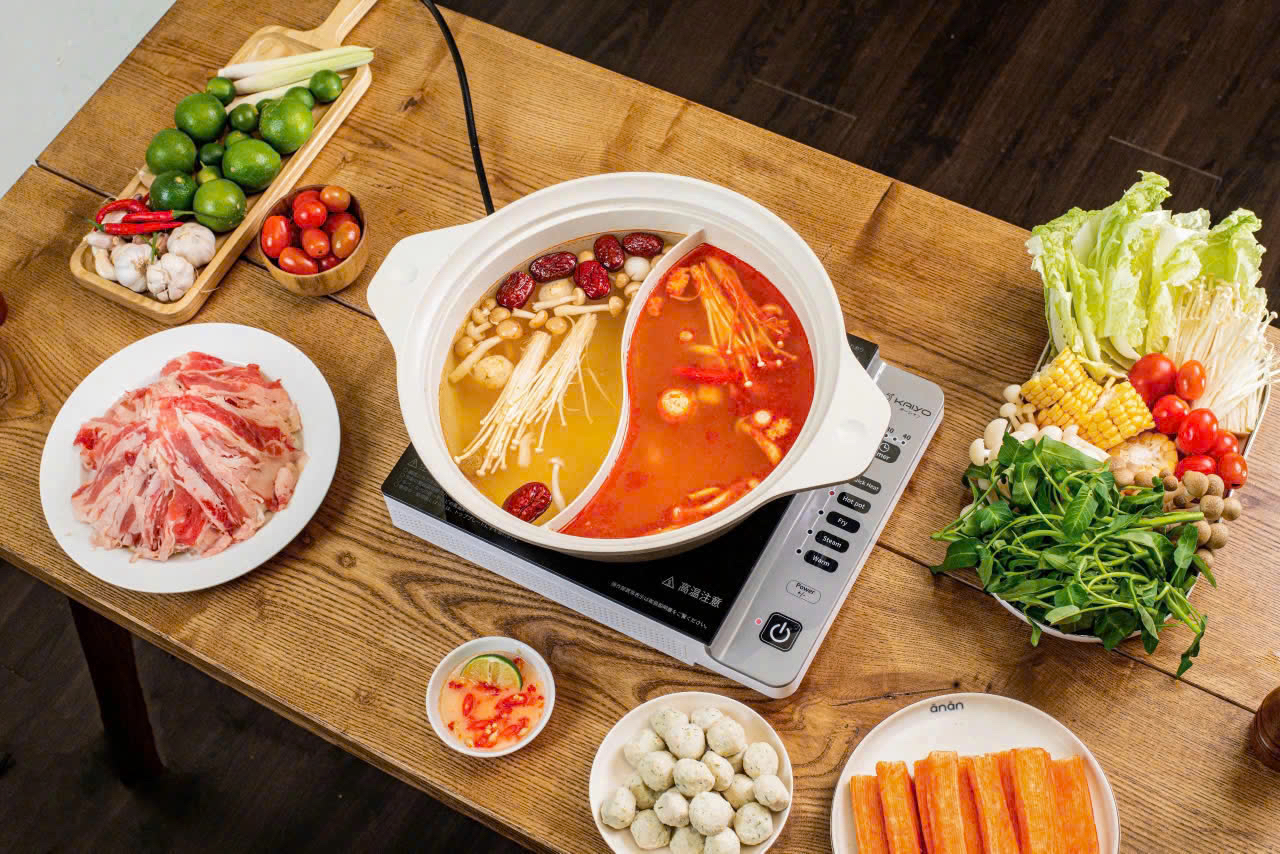 Nồi lẩu nhôm đúc 2 ngăn 26cm Kaiyo