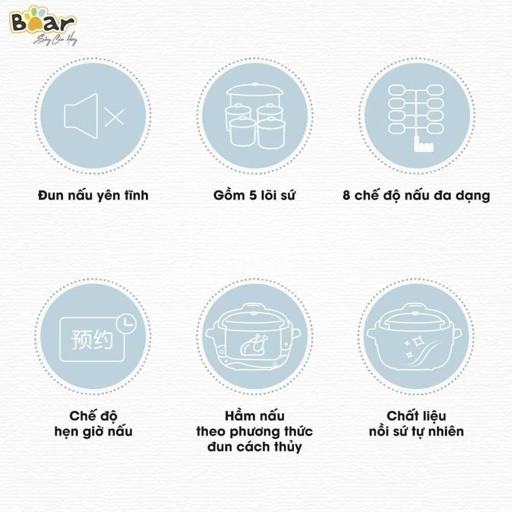 NỒI NẤU CHẬM 2.5L BEAR SUBE003