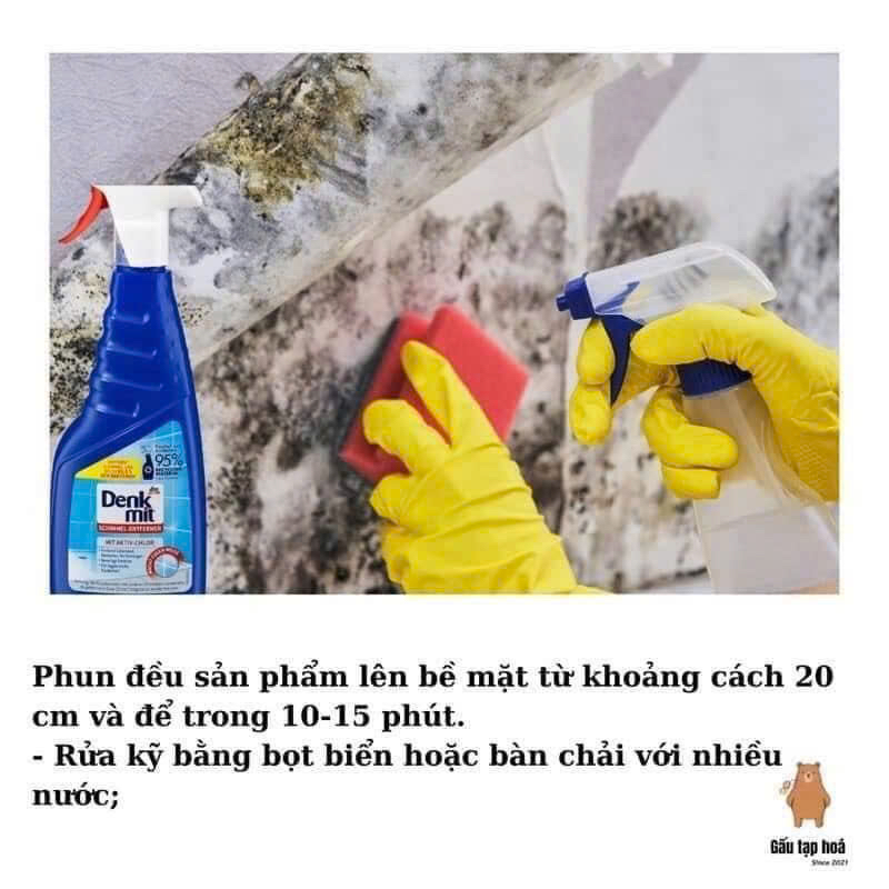 Chai xịt vệ sinh tẩy nấm mốc, vệ sinh nhà tắm Denkmit Đức 750ml đánh bay vi khuẩn