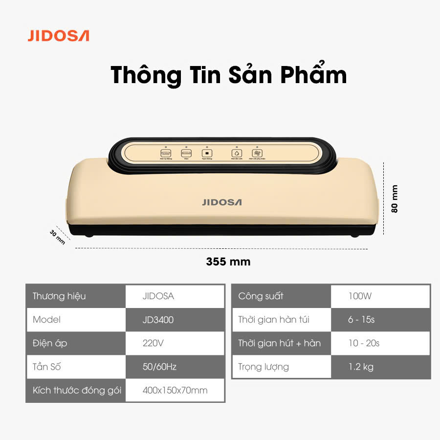Máy Hút Chân Không Thực Phẩm Gia Đình JIDOSA 100W