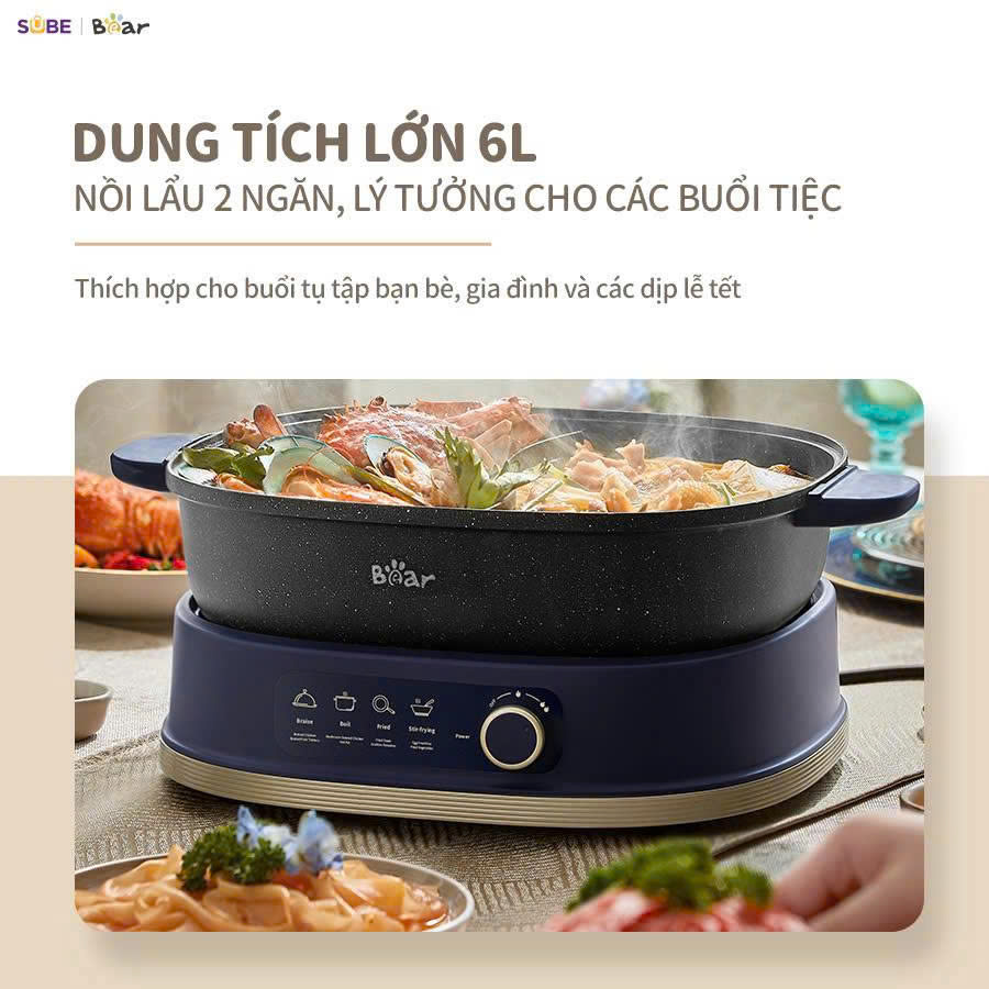 Nồi lẩu 2 ngăn Bear SB-NL60U (6L) - Bản Quốc Tế