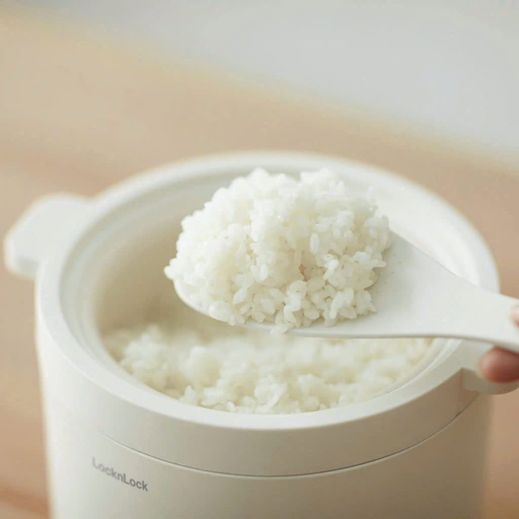 Nồi cơm điện mini Lock&Lock Bianco mini rice cooker Màu ngà EJR314IVY 0.6L đa chức năng, giữ ấm, hẹn giờ, phủ men sứ