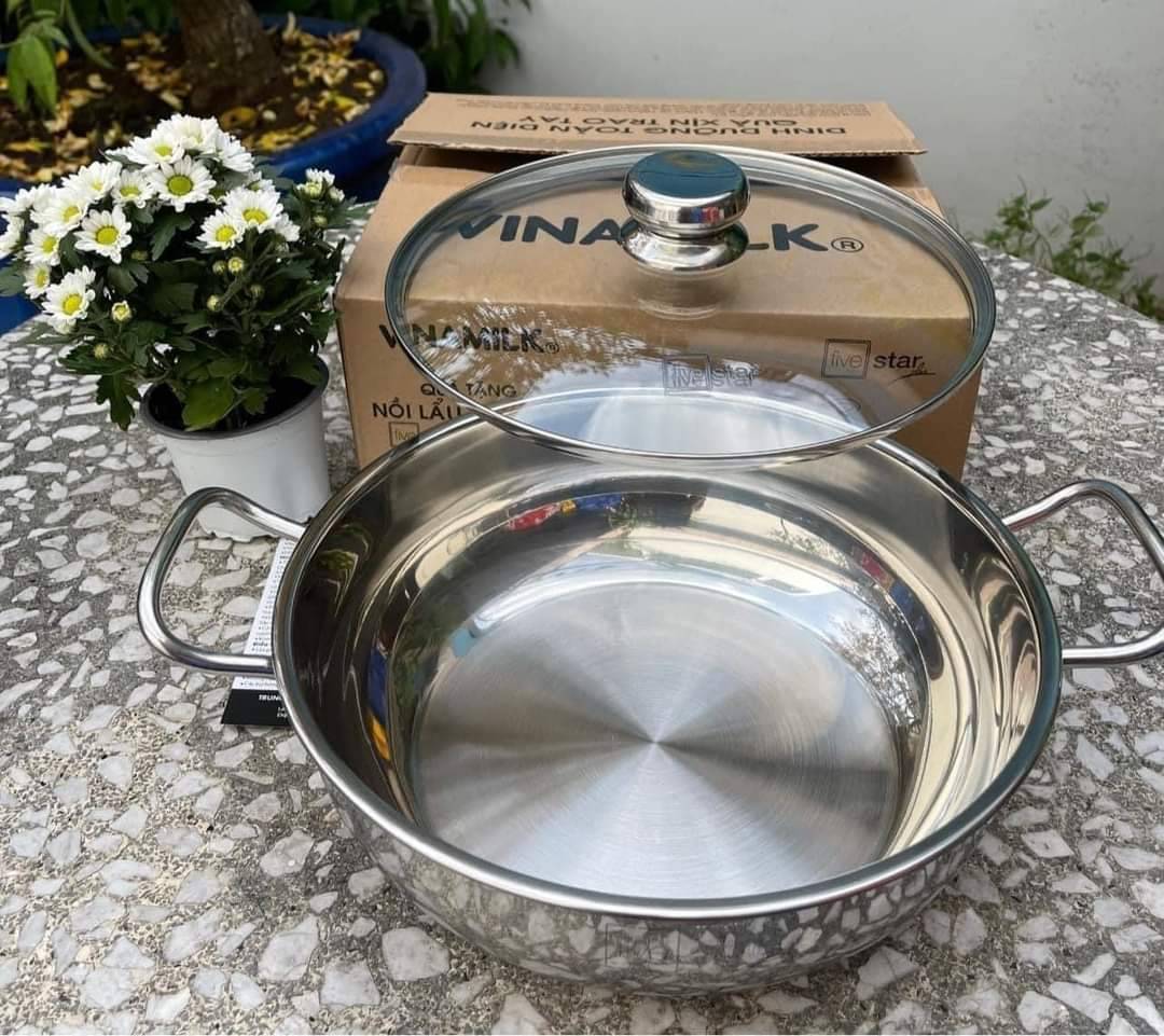 Nồi lẩu inox 304 fivestar 3 đáy size 26cm quà tặng Vinamilk