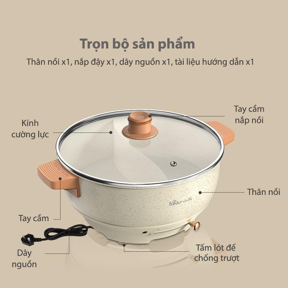 NỒI LẨU ĐIỆN UYÊN ƯƠNG BEAR DHG-C50K1 DUNG TÍCH 5L