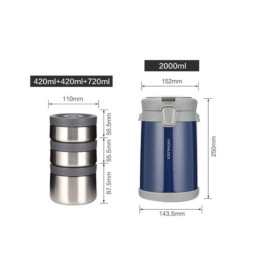Bộ hộp cơm giữ nhiệt LOCK&LOCK EASY CARRY KÈM TÚI 2.0L LHC8039