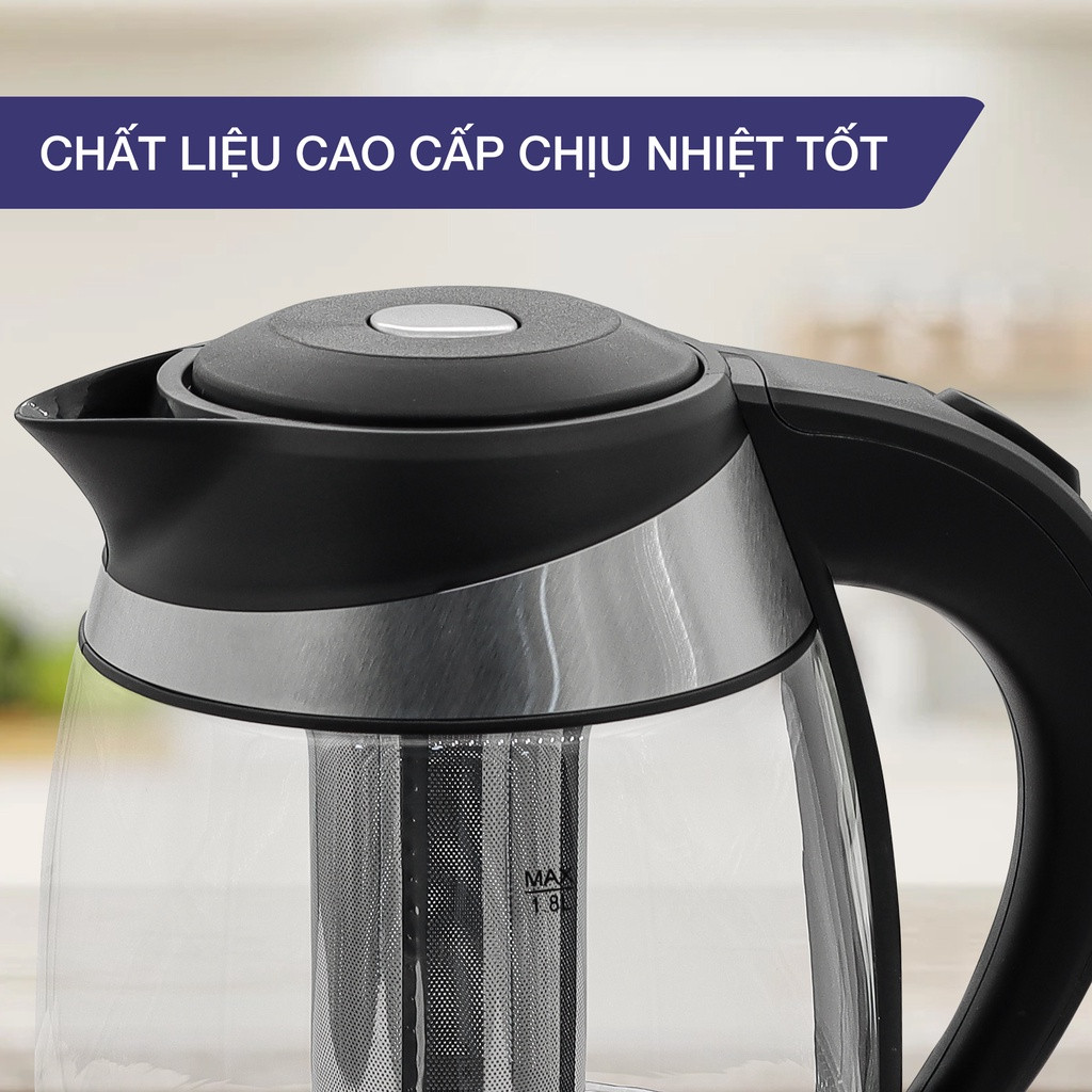 Ấm siêu tốc 1.8 lít thủy tinh LEBENLANG LBEW2882