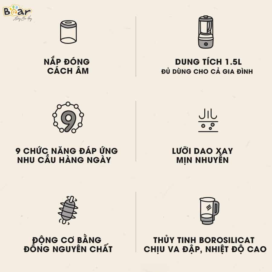 May nấu sữa hạt Bear đa năng 7in1 PBJ-B06S2
