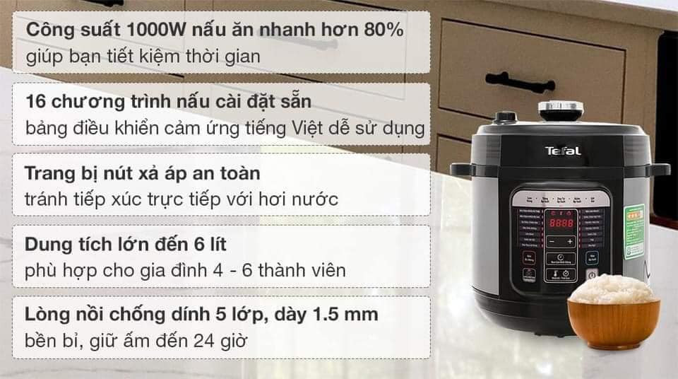 Áp suất điện Tefal 6L cao cấp