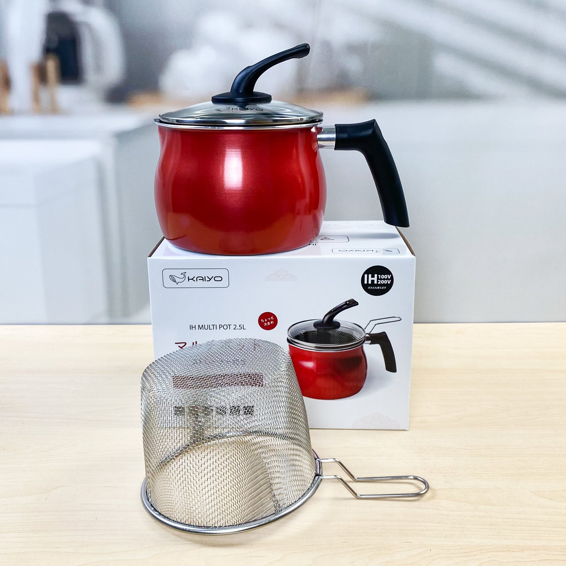 Nồi chiên ngập dầu kèm rổ chiên đồ inox, vung tự đứng Kaiyo 15cm