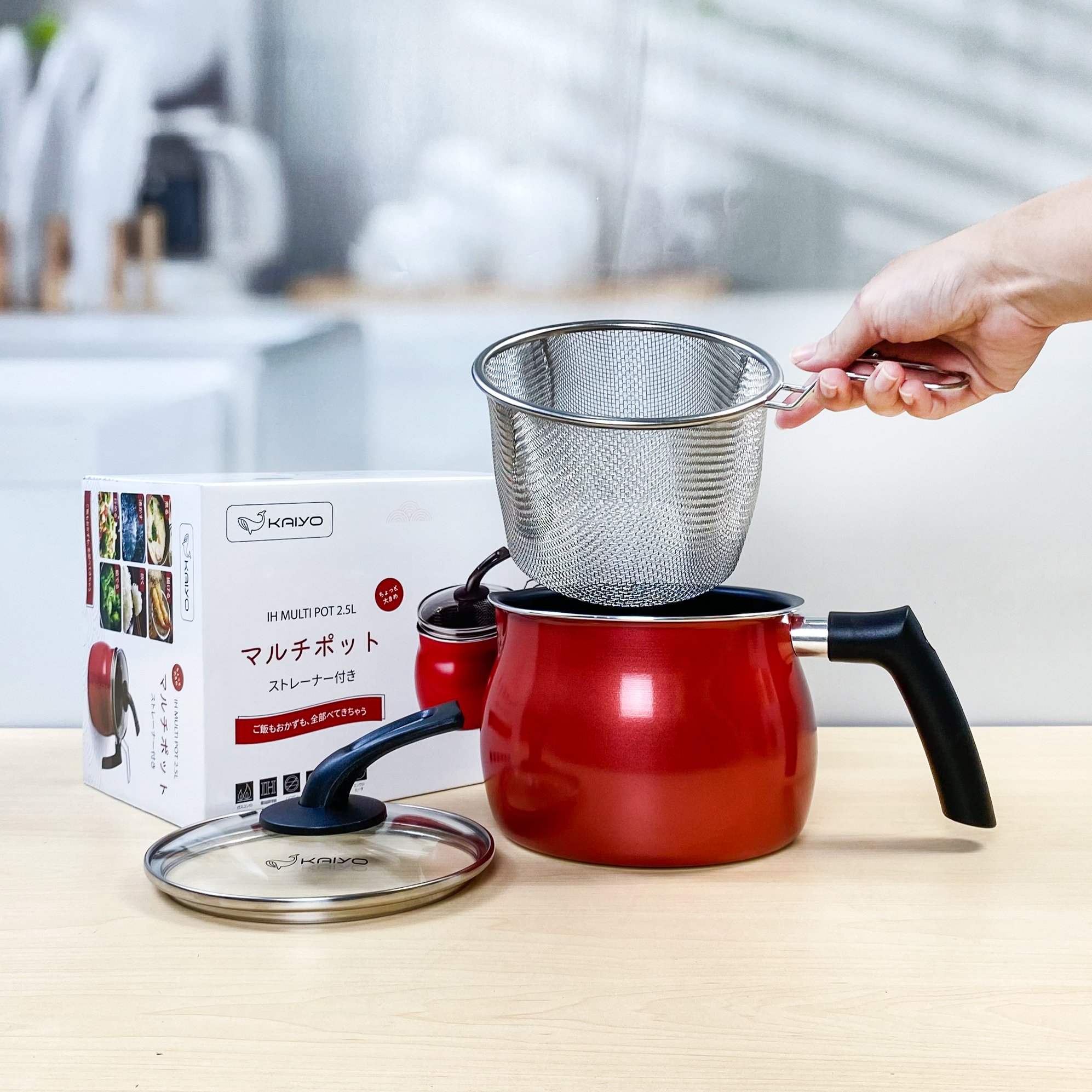 Nồi chiên ngập dầu kèm rổ chiên đồ inox, vung tự đứng Kaiyo 15cm