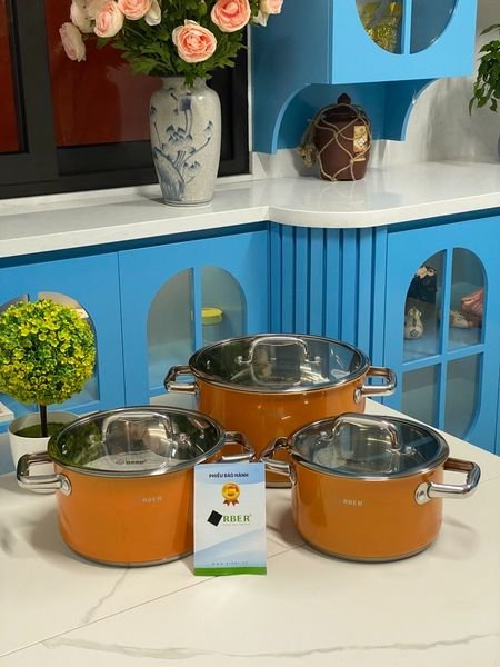 Bộ nồi từ chảo 5 món cao cấp màu cam ARBER