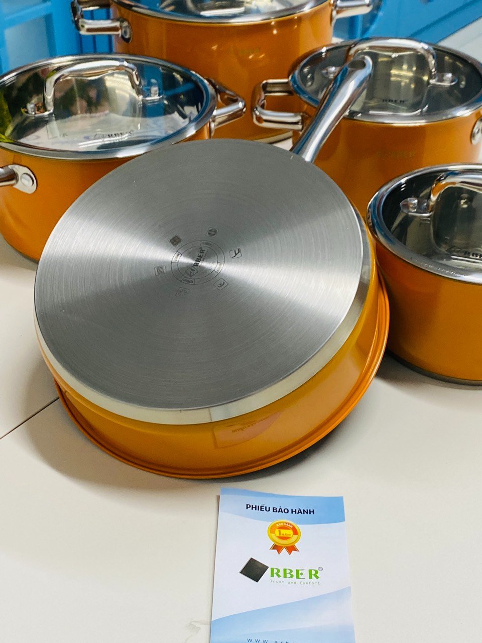Bộ nồi từ chảo 5 món cao cấp màu cam ARBER