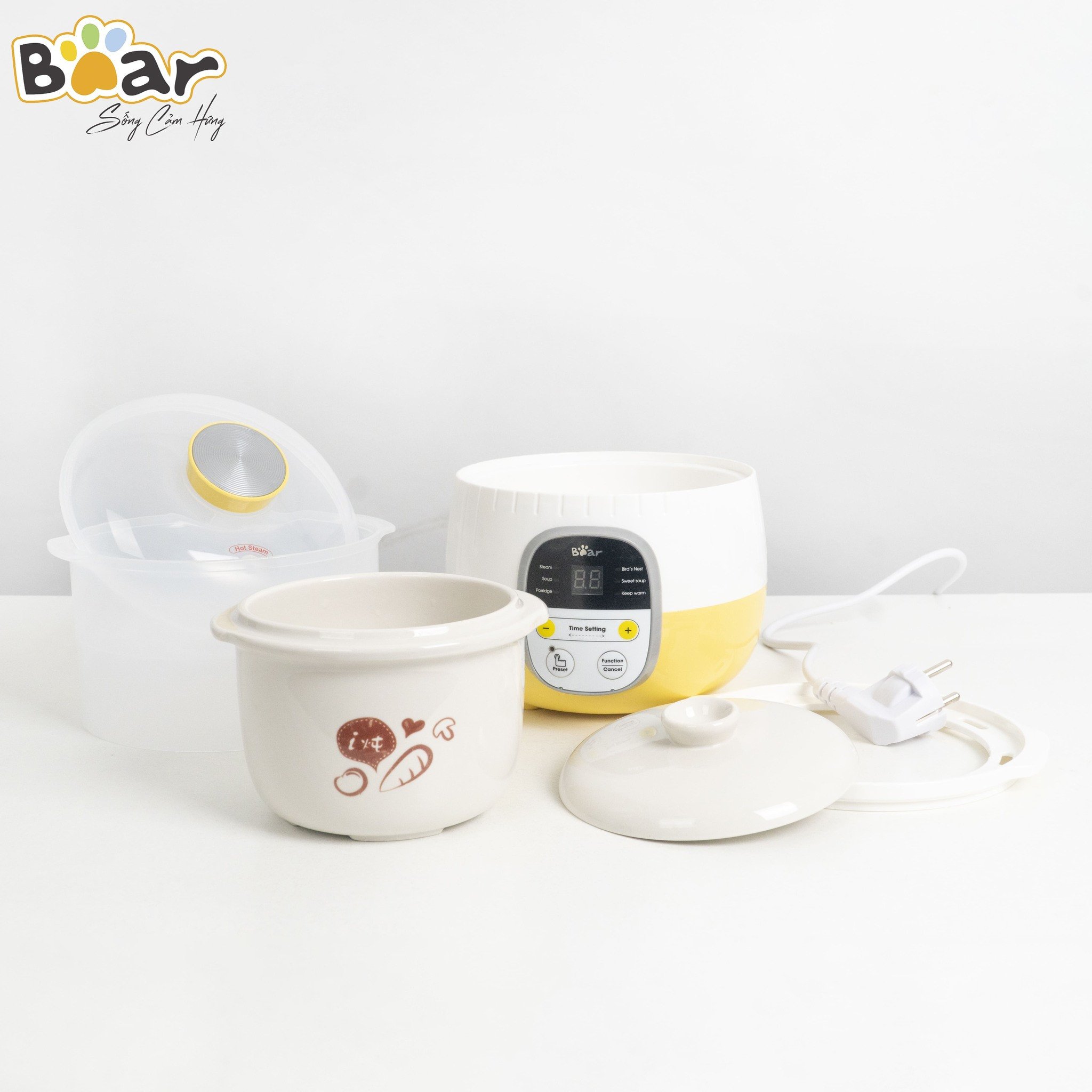 Nồi nấu chậm Bear 0,8L SUBE001 (có lồng hấp)