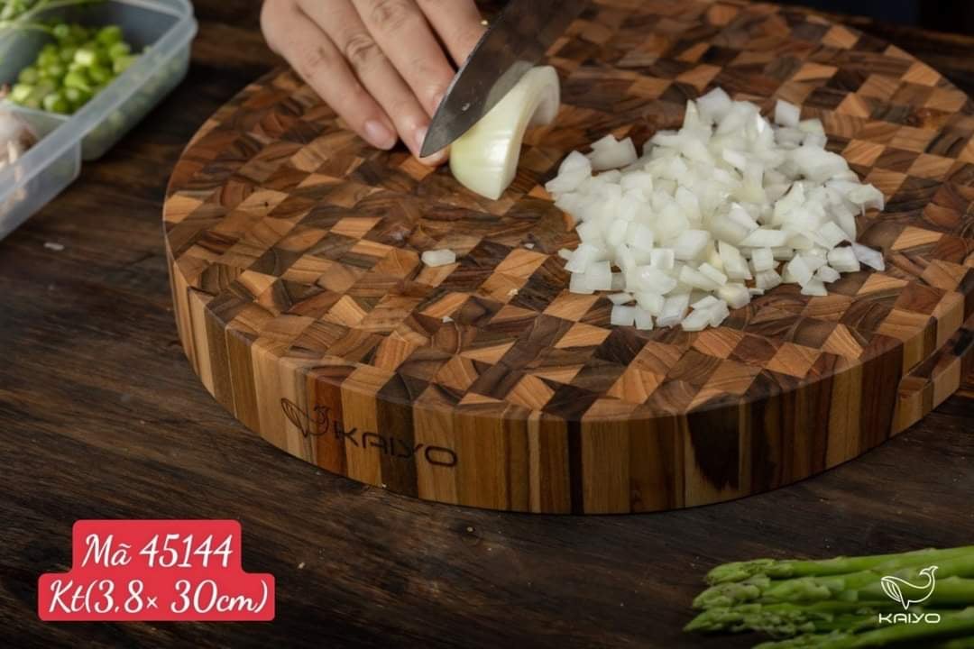 THỚT CHẶT MẪU TRÒN GỖ ĐẦU CÂY TEAK KAIYO mã 5144