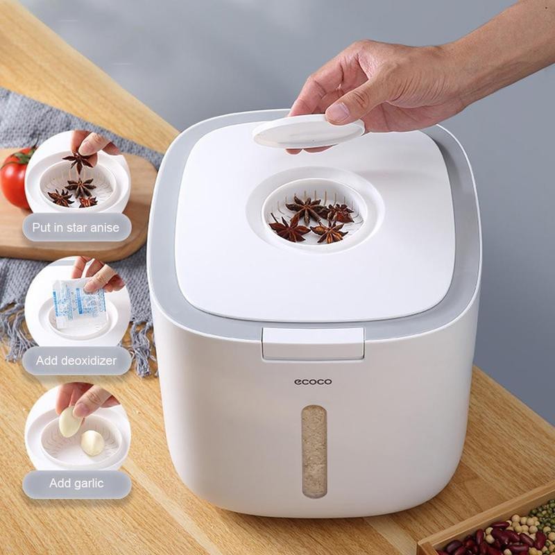 THÙNG ĐỰNG GẠO ECOCO NẮP MỞ THÔNG MINH 10KG