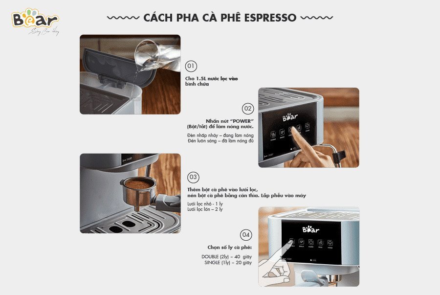 Máy pha cà phê Espresso tự động Bear CF-B15V1