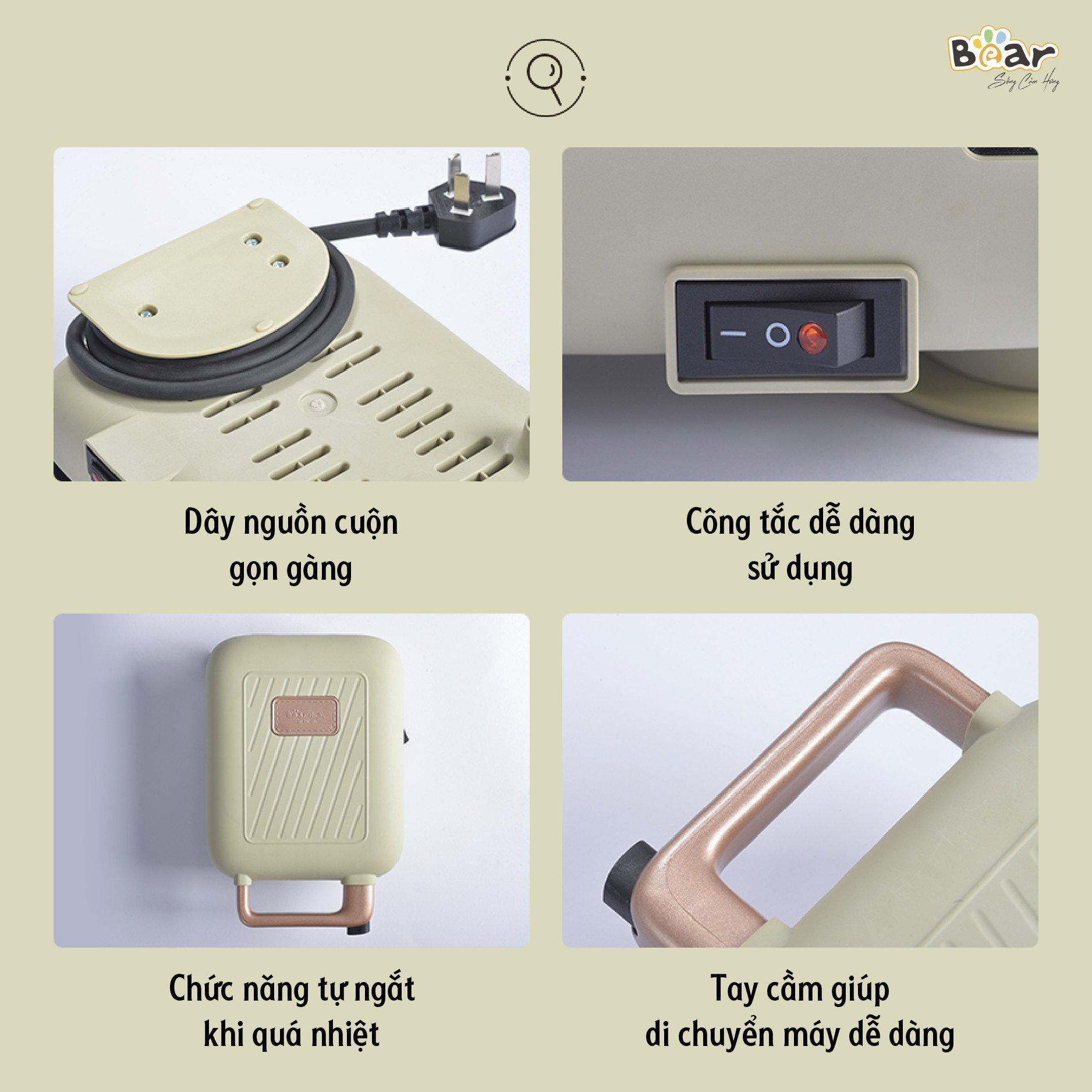 Máy nướng bánh 2 khay Bear DBC-C06M1 cao cấp
