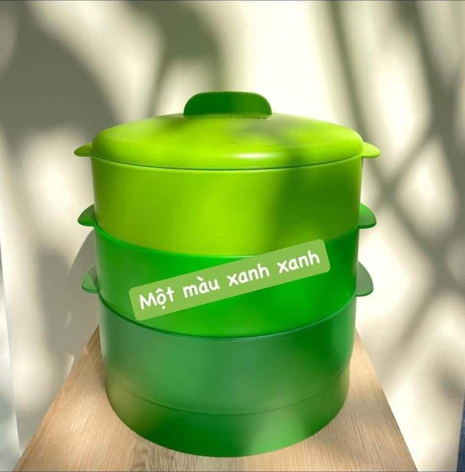 Xửng hấp Tupperware 3 tầng xanh lá