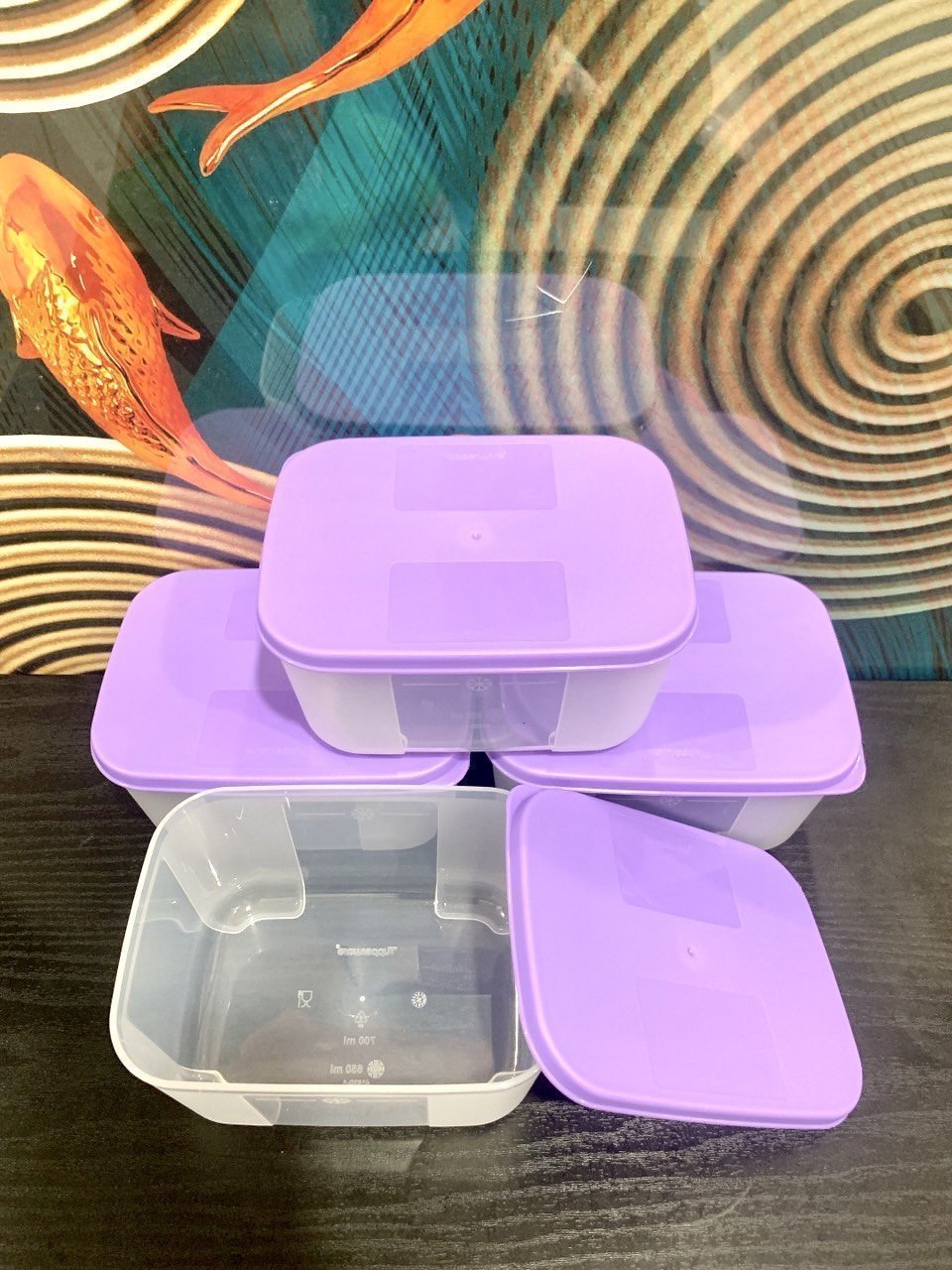 SET 4 HỘP TUPPERWARE NGĂN ĐÔNG 700ml màu tím