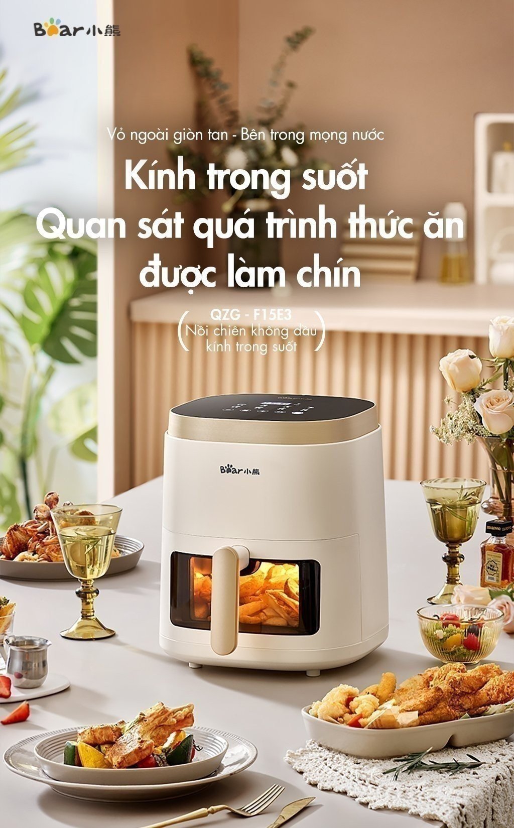 Nồi chiên không dầu 5L Bear QZG-F15E3