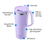 LHC4330-Bình giữ nhiệt Lock&Lock Daily Handle Tumbler 600ml sơn tĩnh điện nắp trượt tích hợp tay cầm