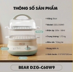 Nồi hấp điện 2 tầng  đa năng bear DZG-C60W9 dung tích 6L BẾP NHÀ BEAR