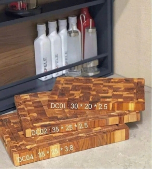 Thớt thái chữ nhật đầu cây TEAK KAIYO DC02 - loại dầy 2,5cm