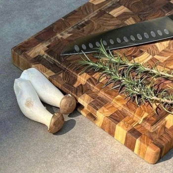 Thớt thái chữ nhật đầu cây TEAK KAIYO DC02 - loại dầy 2,5cm