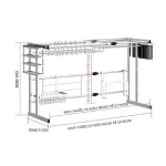 KỆ INOX CAO CẤP ĐA NĂNG KC18 ĐẶT PHÍA TRÊN CHẬU RỬA BÁT