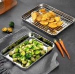 KHAY INOX CHỮ NHẬT KÈM VỈ LƯỚI – CỨU TINH CHỊ EM ĐAM MÊ CHIÊN RÁN!