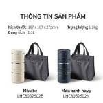 LHC8052S02-Bộ hộp cơm giữ nhiệt Lock&Lock Pump Vacuum Lunch Box (300ml*2, 500ml*1, bộ đũa và thìa, túi)