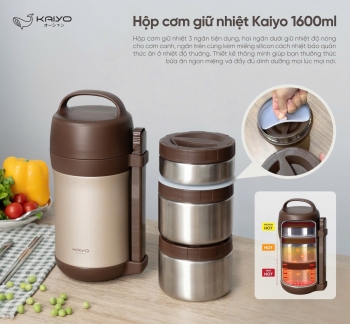 Hộp giữ nhiệt to dung tích 1600ml kèm 3 hộp inox