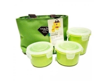 Bộ 3 hộp đựng cơm và túi giữ nhiệt Lock&Lock - xanh