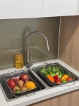Rổ inox gác bồn rửa điều chỉnh độ dài Kaiyo