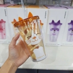 Ly nhựa 2 lớp Animal Lock&Lock Double Wall Cold Cup 520ml - HAP512 Mèo