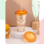 Ly nhựa 2 lớp Animal Lock&Lock Double Wall Cold Cup 520ml - HAP512 Mèo