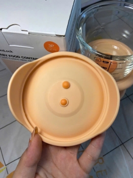 Set 3 Hộp Thủy Tinh LocknLock Chén Đựng Đồ Ăn Dặm Cho Bé Nắp Silicone Cam 230ML LLG508S3ORG