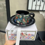 Set 2 tách trà, cafe kèm đĩa đựng (1 đen, 1 trắng)