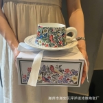 Set 2 tách trà, cafe kèm đĩa đựng (1 đen, 1 trắng)