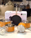Bộ nồi từ chảo 5 món cao cấp màu cam ARBER - AN05SMC  l