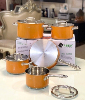 Bộ nồi từ chảo 5 món cao cấp màu cam ARBER - AN05SMC  l