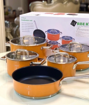 Bộ nồi từ chảo 5 món cao cấp màu cam ARBER - AN05SMC  l
