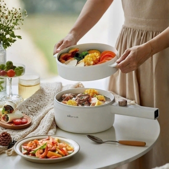 Nồi Lẩu Điện Đa Năng Hầm Cháo, Nấu Mì, Nồi Lẩu Mini Đa Năng, Chiên Rán, Quánh Nấu Cháo 1.6L Bear DRG-P16M2