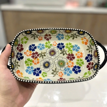 Đĩa nướng decor bằng sứ cao cấp - chữ nhật nhỏ