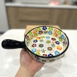 Đĩa nướng decor bằng sứ cao cấp - tròn 1 quai cầm