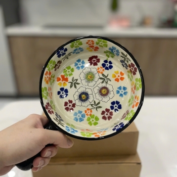 Đĩa nướng decor bằng sứ cao cấp - tròn 1 quai cầm