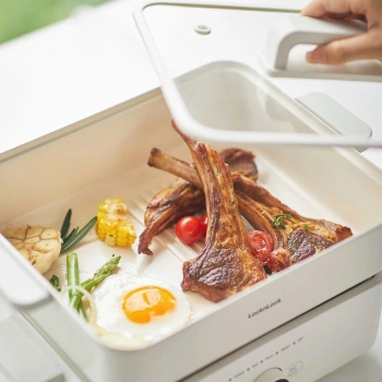 Nồi Lẩu Điện Kèm Khay Hấp LocknLock Bianco Electric Multicooker 4.5L EJP154IVY