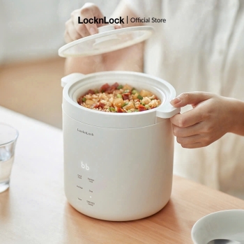 Nồi cơm điện mini Lock&Lock Bianco mini rice cooker Màu ngà EJR314IVY 0.6L đa chức năng, giữ ấm, hẹn giờ, phủ men sứ