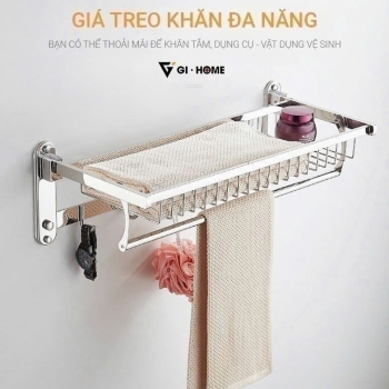 GIÁ TREO KHĂN NHÀ TẮM ĐA NĂNG INOX 304 KÈM MIẾNG DÁN CƯỜNG LỰC GIHOME - B09